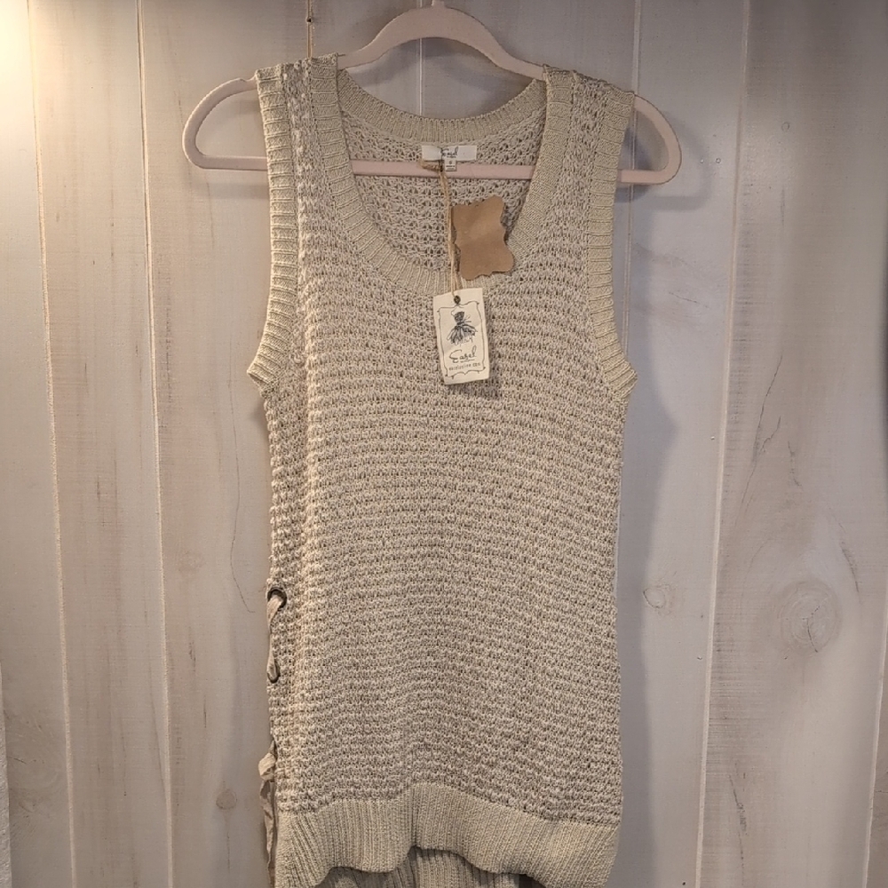 Cream Knit Sleeveless Top